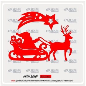 Resim Noel Baba Geyikler Yılbaşı Sticker Süs Cam Yapıştırma 
