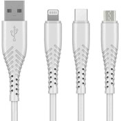 Resim Microcase 3in1 Lightning Type C Micro USB Şarj ve Data Kablosu Kaymaz Materyal 120 cm - AL2891 Beyaz 