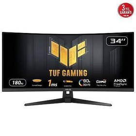 Resim TUF GAMING VG34VQ3B Oyuncu Monitörü - 34 inç WQHD (3440x1440) Kavisli, 180Hz, ELMB SYNC, FreeSync Premium, 1ms MPRT, %90 DCI-P3 ve DisplayWidget Center 