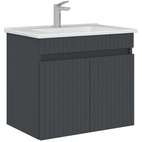Resim Orka Tivoli 65 Cm Mat Antrasit Banyo Dolabı Alt Modül Lavabo Antrasit 