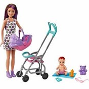 Resim Barbie Skipper Bebek Bakıcılığı Bebek Arabalı Oyun Seti GXT34 