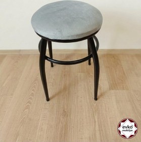 Resim Evko Mobilya Tabure, Bar Taburesi, 2'li Tabure,siyah Ayaklı-gri 