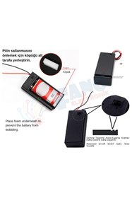 Resim FANO (2 Adet)-9 Volt Pil Yuvası Kapaklı Switchli Aç Kapa özelliği 