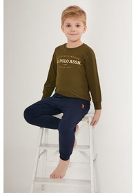 Resim U.s. Polo Assn Shiny Kahverengi Erkek Çocuk Uzun Kol Pijama Takım Kahverengi 