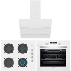 Resim Simfer Akasya Beyaz Turbo Dijital Ankastre Cam Set (3507 - 8707 -7330) 