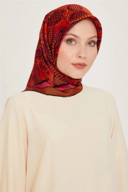 Resim Armine Etnik Desenli Twill Saf İpek Eşarp 9208d 06 Çok Renkli 