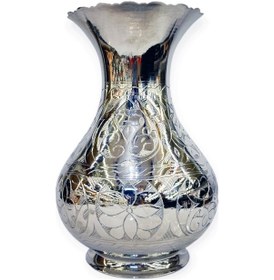 Resim Oyma İşlemeli Bakır Vazo Gümüş 