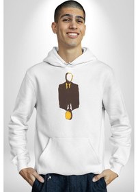 Resim Görünmez İnsan Takım Elbise Kadın Erkek Beyaz Kapüşonlu Sweatshirt Hoodie Beyaz 