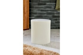 Resim 6,5 Lt Yuvarlak Çizgi Model Banyo Mutfak Çöp Kovası Beyaz 