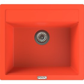 Resim Polex Cristalüx Granit Evye P-08 Turuncu Tezgah Altı Ve Tezgah Üstü Kare Mutfak Evyesi 55.5x50 CM 