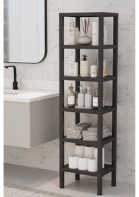 Resim Shelf 6 Katlı Düzenleyici Plastik Raf Ünitesi Siyah, Kitaplık, Mutfak, Banyo Rafı Dolabı, Saksılık Siyah 