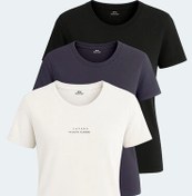 Resim Slazenger PAYTONS 3 lü Set Kadın Ekru - Siyah - Koyu Gri Tişört 