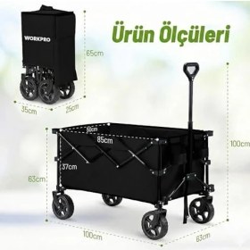 Resim WP285015 80KG 4 Tekerli Katlanabilir Ağır Hizmet Taşıma Arabası 