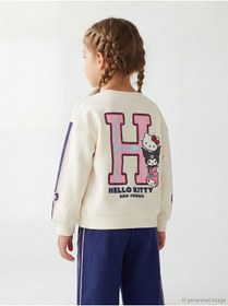 Resim LC Waikiki Lacivert Hello Kitty Baskılı Kız Çocuk Sweatshirt ve Eşofman Alt 