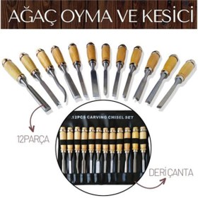 Resim FİXFLEX HSNET Elena 12 Parça Çantalı Ağaç Oyma ve Kesici Set - FXH1150-9372 