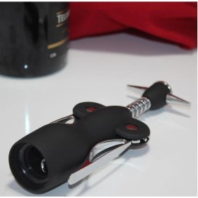 Resim Feyza Design Paslanmaz Çelik Siyah Şarap Açacağı, Elegant ve Dayanıklı Tasarım 