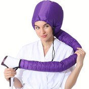 Resim Mor Menekşe Saç Kurutma Bone, Yumuşak Polyester Salon Bone, Kadınlar İçin Taşınabilir Saç Kurutma Emzirme Bone, Unisex Yetişkin, Dalgalı Dokulu Saç, Kokusuz, Dokuma Kumaş, Saç Bakım Aracı 