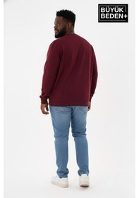 Resim Süperlife Erkek Büyük Beden Capri Island Baskılı Bisiklet Yaka İnce Sweatshirt Spr26bsw956-14 Bordo 
