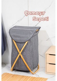 Resim Porsima Mio-100 Bambu Banyo Kirli Çamaşır Sepeti Banyo Düzenleyici Sepet Renkli 