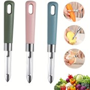 Resim Paslanmaz çelik meyve ve sebze soyacakları, kavun soyacakları, çok fonksiyonlu gıda dilimleyiciler, elma soyacakları, patates soyacakları, sebzeler, meyveler, patatesler, havuçlar, salatalıklar, kabaklar için uygun, mutfak soyacakları, ev mutfakları için iyi yardımcılar 
