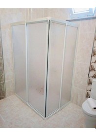 Resim Teknesiz Dikdörtgen Duşakabin Plastik Camlı Beyaz Profilli Beyaz 
