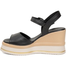 Resim Mammamia D24ys-1495 Kadın Dolgu Topuk Sandalet Siyah-siyah Siyah 