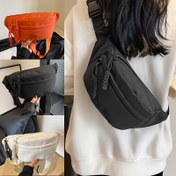 Resim 1 adet Üniseks Naylon Fanny Pack - Polyester Astarlı, Fermuar Kapatma, Spor Pouch ile Gündelik, Seyahat, İş için, Günlük Kullanım - Beyaz, Kırmızı, Siyah, Pembe Renklerde Mevcut 