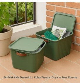 Resim 20lt Kapaklı Organizer Kutu Dayanıklı Plastik Saklama Kutusu, Yan Kulplu, Renkli Büyük Boy Depolama Kutusu 40x30x25cm Renk Stok Durumuna Göre Gönderilir 