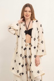 Resim Bordürlü Kimono - Mint / Standart 