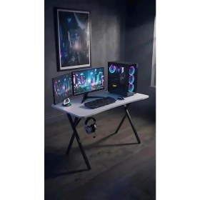 Resim Hey Modüler Mobilya 110 cm Gaming2 Profesyonel Oyuncu Masası Beyaz Tabla, Siyah Metal Ayaklı Hey Gaming2 