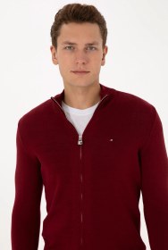 Resim U.S. Polo Assn. Erkek Bordo Basic Triko Hırka 50313688-VR014 