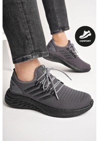 Resim Muggo Montag Garantili Günlük Ortopedik Kaymaz Taban Bağcıklı Çizgili Erkek Sneaker Spor Ayakkabı 001 