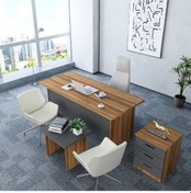 Resim Asil 3'lü Ofis Takımı Model 9 Ceviz Füme 