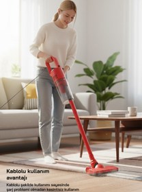 Resim Sinbo SVC-8616 500W Dikey Elektrikli Süpürge - Kırmızı – Güçlü Vakum, 1.5L Toz Hazneli 