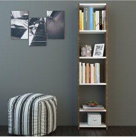 Resim Nurmobilya Nur Mobilya Tarçın 5 Raflı Dar Kitaplık 