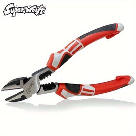 Resim 15.24 Cm Tel Kesiciler, Tel Striptizci Krimper Ile Çok Fonksiyonlu Kaldıraçlı Tel Diagonal Kesiciler, Ağır Hizmet Yan Kesiciler, Çok Fonksiyonlu Endüstriyel Diagonal Kesiciler (15.24 Cm) 