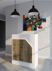 Resim Resital Ledli Karşılama Bankosu G-90 Cm Ofis Kasa Resepsiyon Masası Banko-002-1-2 