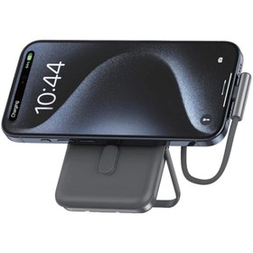 Resim Green Lion Monte Carlo 10000mAh MagSafe Power Bank, PD 20W Hızlı Şarj, Dahili Type-C Kablolu, Standlı 