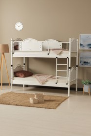 Resim ARGİMO Avangard Ahşap Başlık Metal Ranza Ve Karyola 90x190 Beyaz 