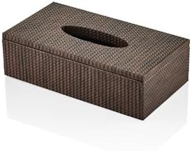 Resim setabianca Luxe Faux Vegan Deri Dikdörtgen Kutu Peçetelik Kahve 25 * 14 * 7 Cm 
