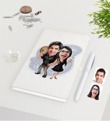 Resim Bk Gift Kişiye Özel Sevgililer Karikatürlü Beyaz Defter Kalem Seti-18 