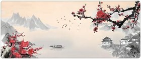 Resim Porge Gamer Mouse Pad 70x30 Mouse Pad XL Büyük Oyuncu Ofis Cherry Blossom Mousepad (Kiraz Çiçeği, 70x30 cm 3mm kalınlık) 