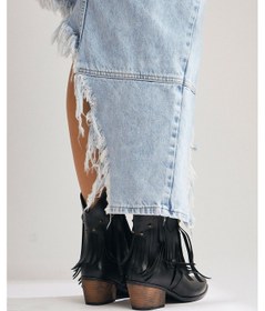 Resim Lillebeth Siyah Püsküllü Zımba Detaylı Western Bot 001 