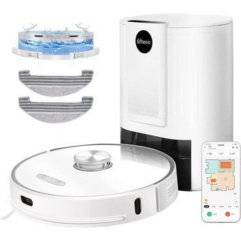 Genel Markalar Drmz En Güçlü T10 Otomatik Çöp İstasyonlu Robot Süpürge, 3000Pa, Beyaz,Vakum+Paspas Uyumlu