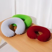Resim Ergonomik C-Şekilli Boyun Yastığı - Polyester Seyahat ve Araba Desteği Yastığı, U-Şekilli Şişme Tasarım, Siyah 