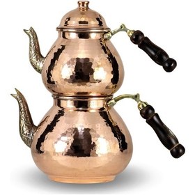 Resim Damla Kırmızı Dövme Bakır Çaydanlık Bakır 