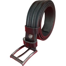 Resim Real Leather Erkek Kemer Baskı Desenli Siyah Hakiki Vejetal Dana Deri 3.5 CM Siyah 