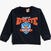 Resim Erkek Bebek Baskılı Bisiklet Yaka Sweatshirt 