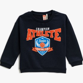 Resim Erkek Bebek Baskılı Bisiklet Yaka Sweatshirt 