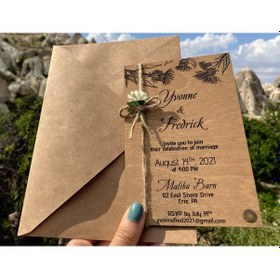 Resim Ahşap Modern Davetiye 